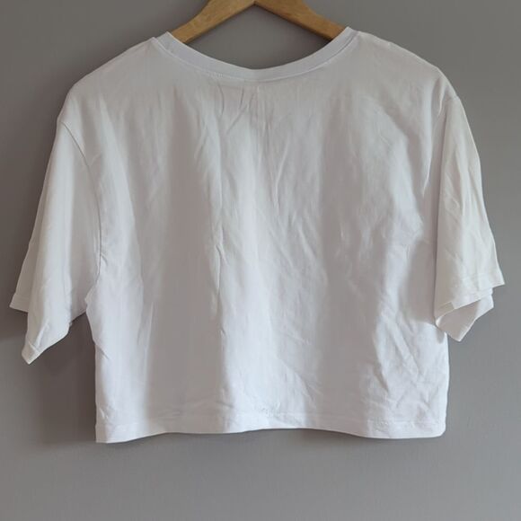 Fabletics White Crop Top with Rainbow Text - Picture 3 of 3